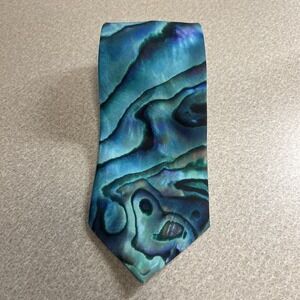Watercolor Tie‎ Blue Green Leiana Rei Neck Tie Polyester Handsome